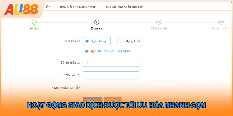 Hoạt động giao dịch được tối ưu hóa nhanh gọn 
