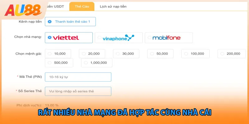 Rất nhiều nhà mạng đã hợp tác cùng nhà cái